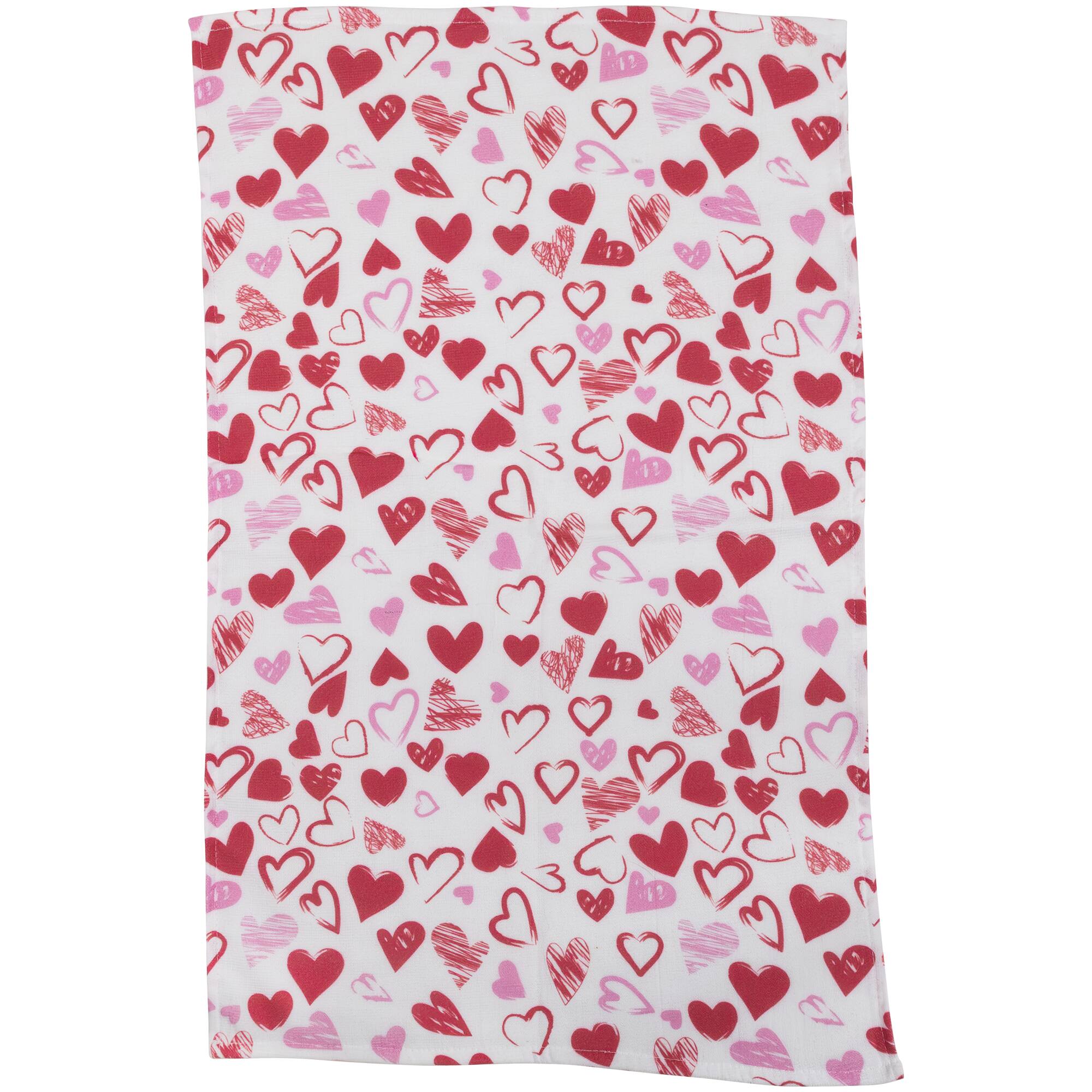 Plaid & Hearts Valentine's Day Kitchen Tea Towels Set